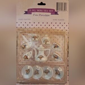 13 Piece Porcelain Mini Tea Set with Floral Design